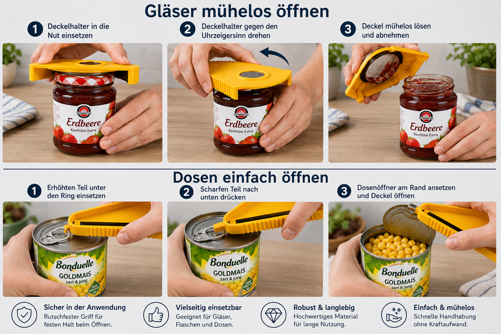 Multifunktionaler Glas- & Dosenöffner – Öffnen leicht gemacht!