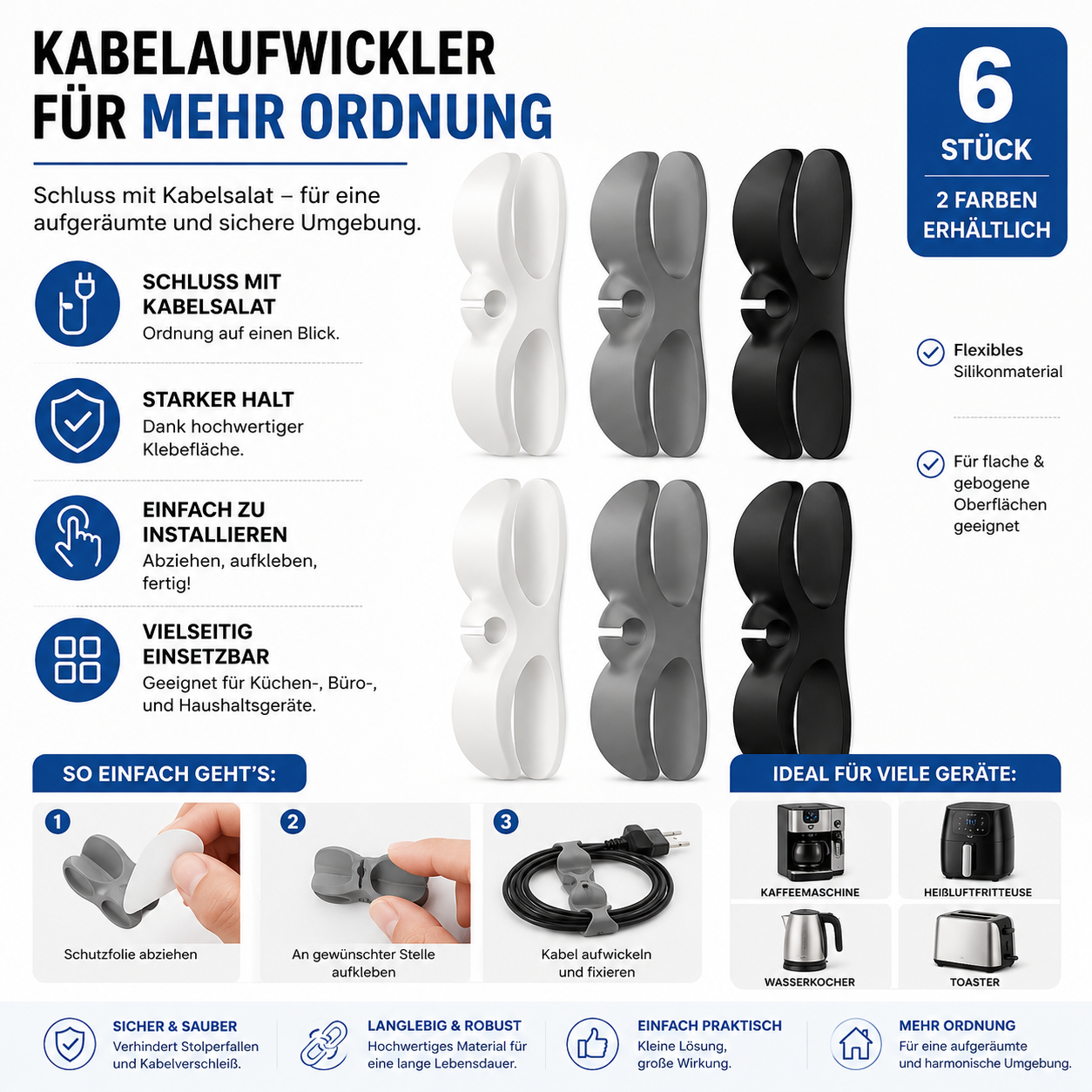 Kabelclip-Halter, Kabel-Organizer