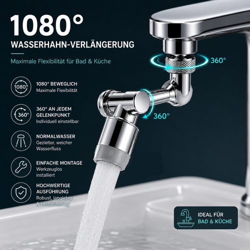 1080 ° Drehbarer Verlängerungshahn-Sprühkopf