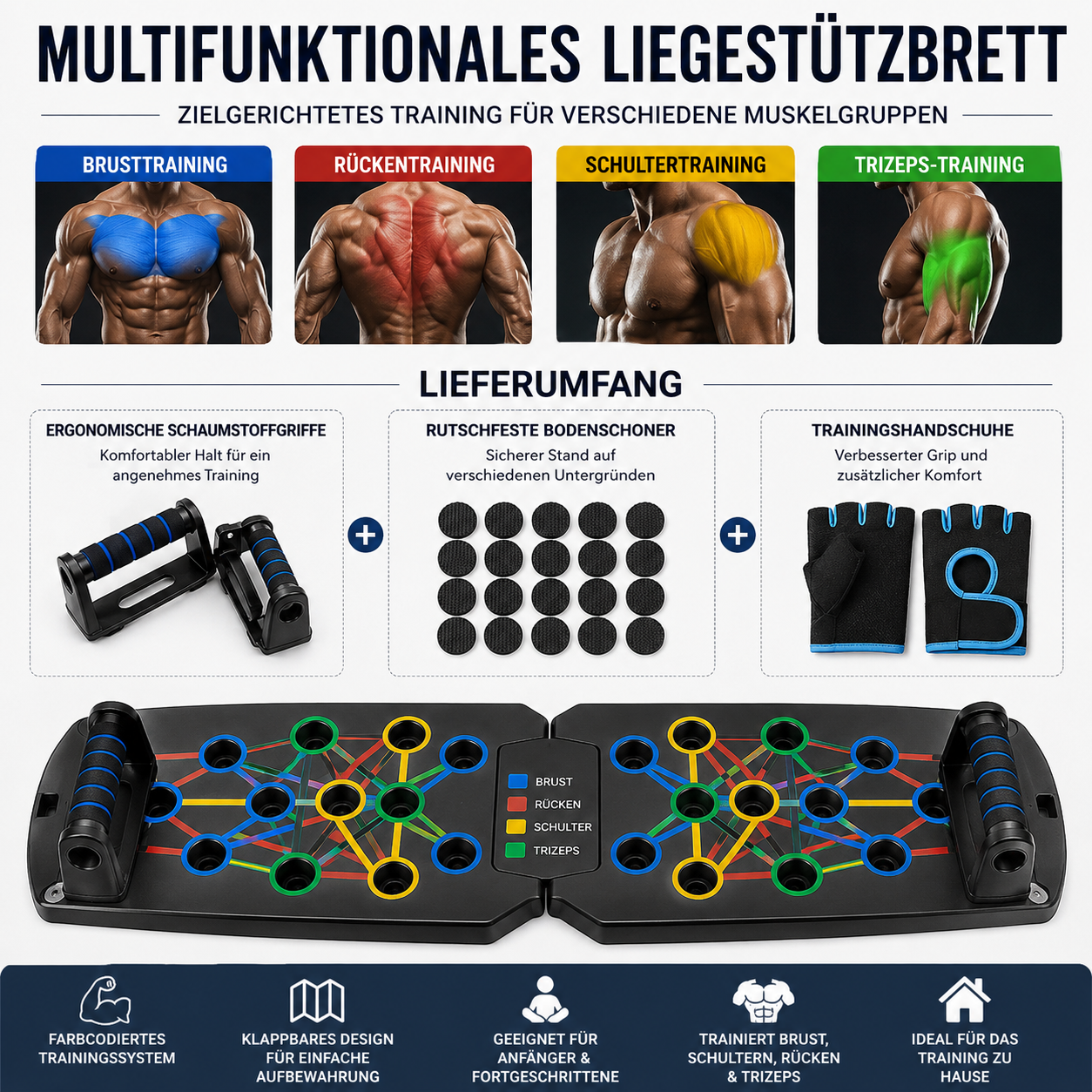 Universal faltbares Fitness Push-Up-Board