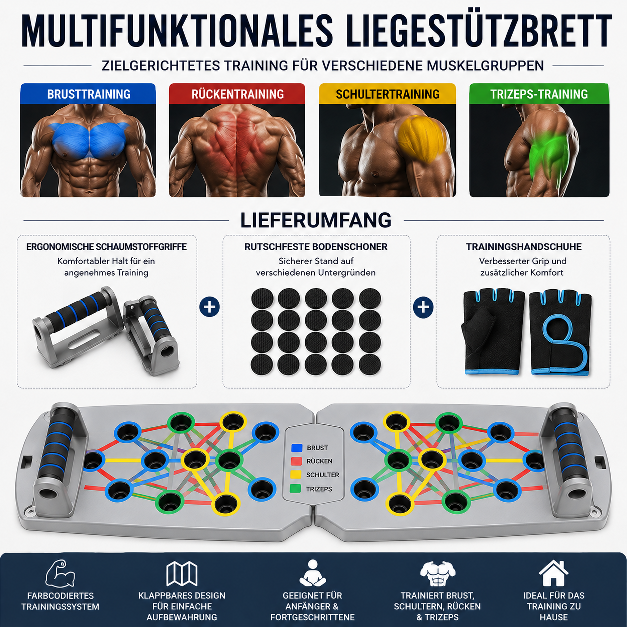 Universal faltbares Fitness Push-Up-Board