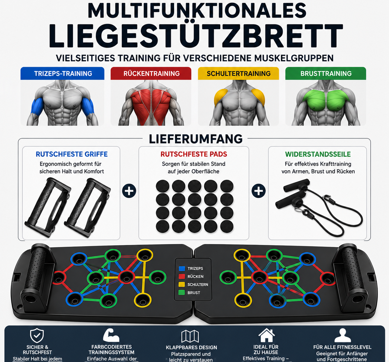 Universal faltbares Fitness Push-Up-Board