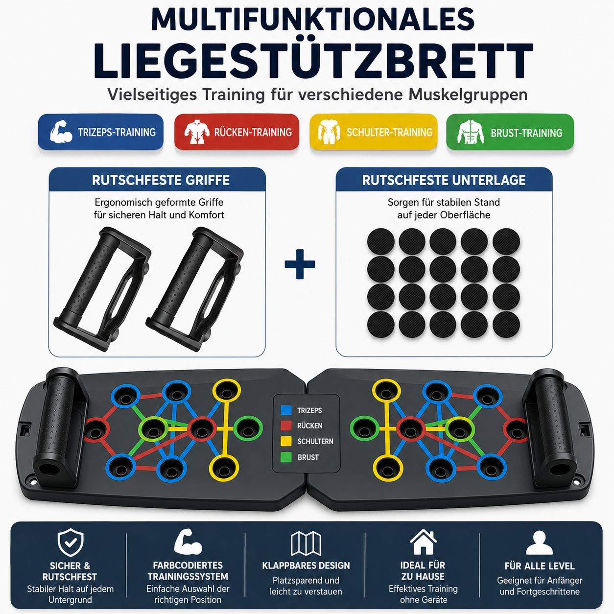 Universal faltbares Fitness Push-Up-Board