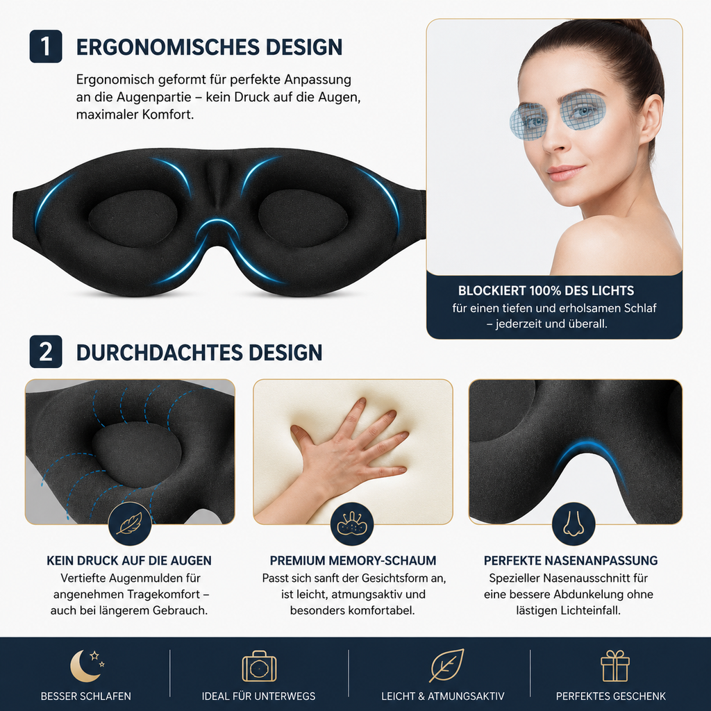 Ergonomisch verstellbare 3D-Augenmaske