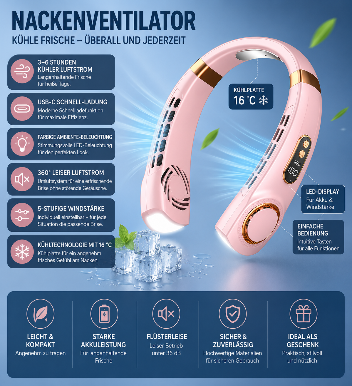 Tragbarer Nackenventilator