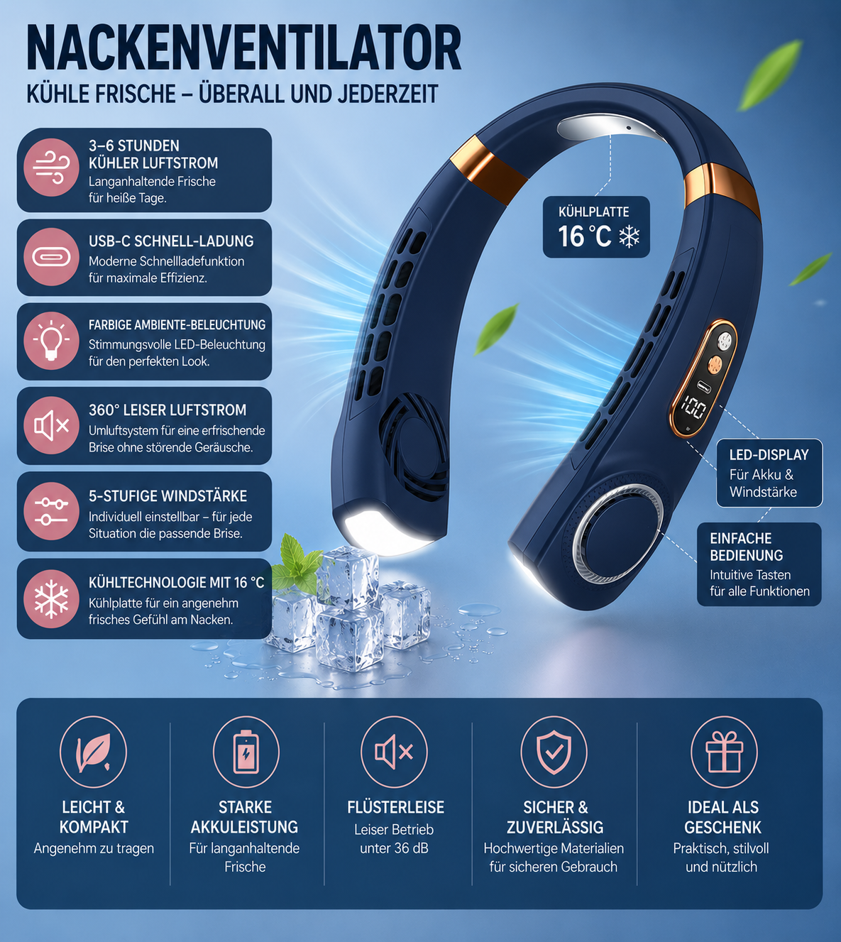 Tragbarer Nackenventilator