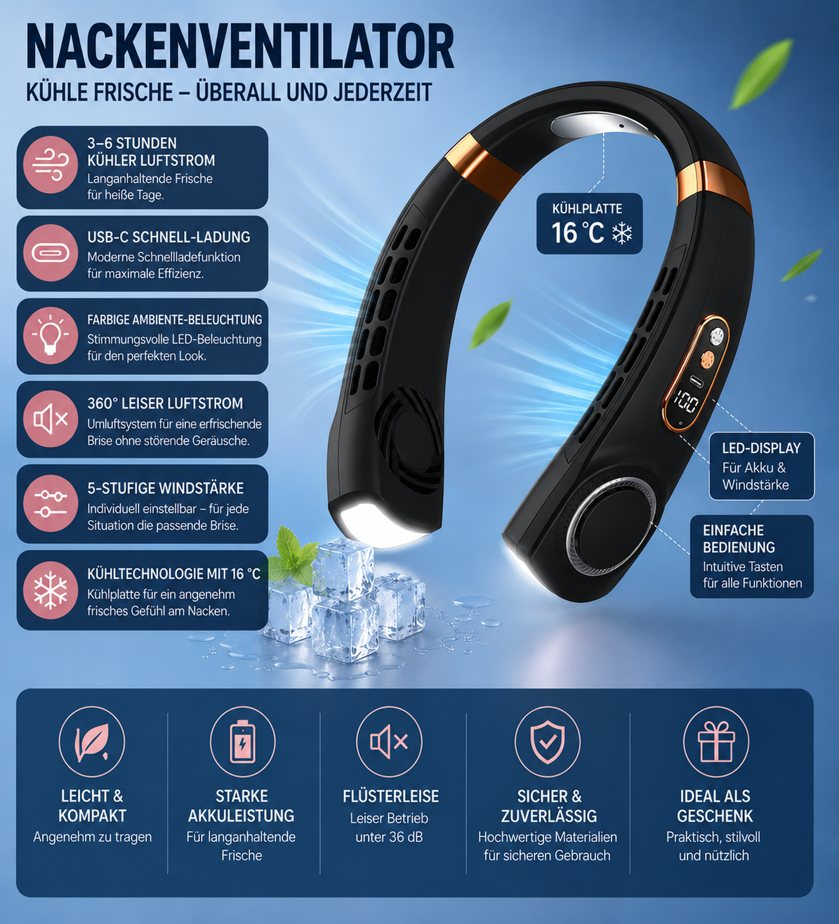 Tragbarer Nackenventilator