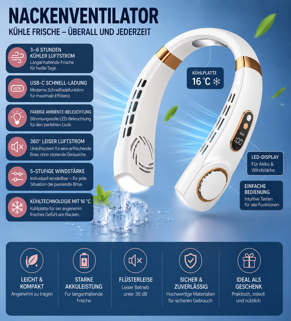Tragbarer Nackenventilator