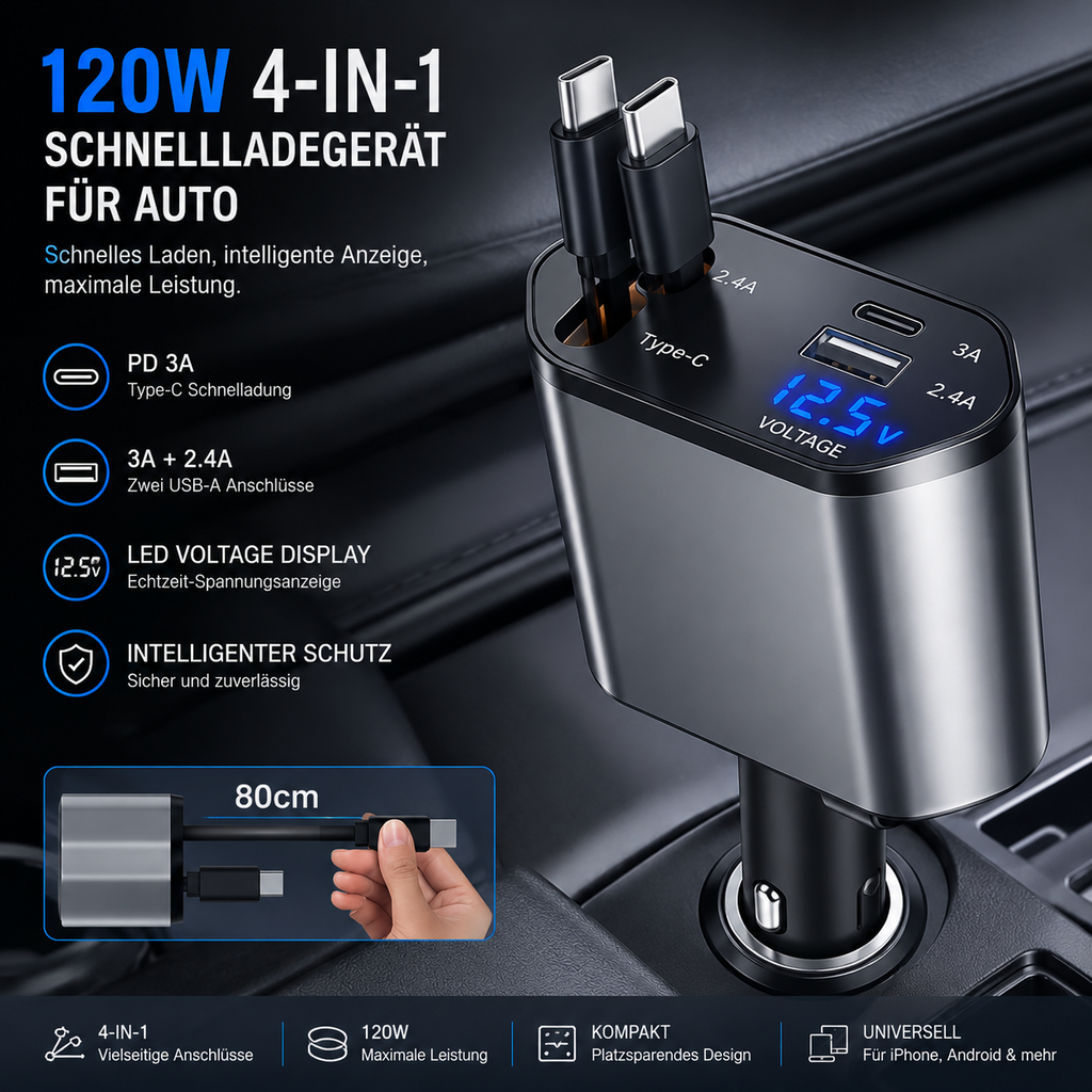 4-in-1 Auto-Schnellladegerät