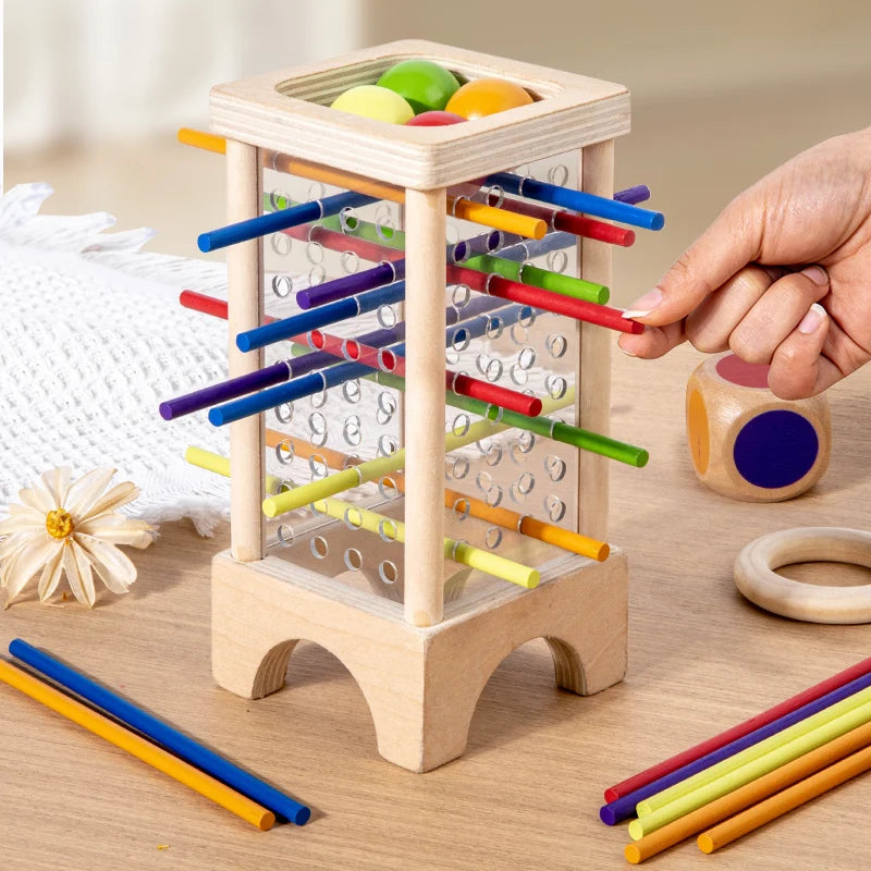 Montessori Holzspielzeug, 4-seitiges Acryl-Zylinderspiel